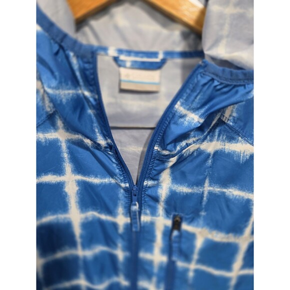 COLUMBIA Flash Forward Windbreaker Jacket sz L Medium Blue White Panel Print - Picture 6 of 8